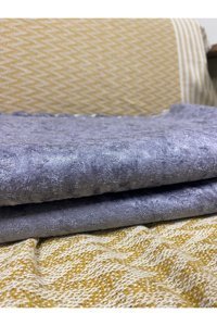 Çıkrıkçı Tekstil Pamuklu - Polyester Polar Jakarlı Süngerli Gri Üçlü Koltuk Örtüsü 175x210 cm
