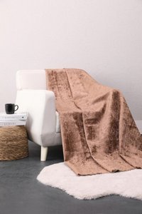 Karahanlı Polyester Süngerli Düz Kahverengi Tekli Koltuk Örtüsü 180x215 cm
