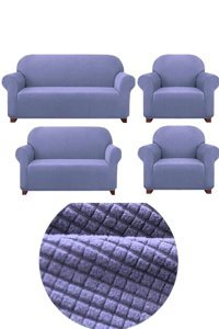 Heytgah Pamuklu - Polyester Süngersiz Düz Giydirmeli Lila 3-3-1-1 Koltuk Örtüsü 180x230 cm