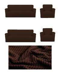 Güzelevim Pamuklu - Polyester Likralı Fırfırlı Süngersiz Kırçıllı Giydirmeli Beyaz 3-3-1-1 Koltuk Örtüsü 180x230 cm