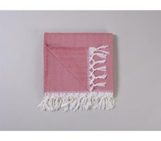 Buldan Pamuklu Kanvas Püsküllü Süngersiz Armürlü Kırmızı Üçlü Koltuk Örtüsü 230x160 cm