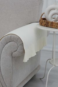 Aisha's Design KC-3 Polyester Örgü Pileli Süngersiz Düz Ekru İkili Koltuk Örtüsü 65x62 cm