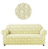 Elgeyar Polyester Likralı Jakarlı Süngersiz Giydirmeli Bej Üçlü Koltuk Örtüsü 180x230 cm
