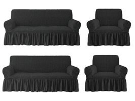 Elgeyar Pamuklu - Polyester Bürümcük Jakarlı Süngersiz Armürlü Giydirmeli Siyah Sekizli Koltuk Örtüsü 183x230 cm