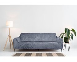 Any Kadife Süngersiz Giydirmeli Lastikli Gri Tekli Koltuk Örtüsü 180x230 cm