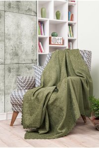 Latuda Concept Polyester Jakarlı Süngersiz Düz Haki Tekli Koltuk Örtüsü 175x215 cm