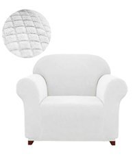 Akbu Polyester Likralı Süngersiz Düz Giydirmeli Lastikli Beyaz Tekli Koltuk Örtüsü 75x115 cm