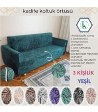Uy Style Tekstil Polyester Likralı Süngerli Armürlü Giydirmeli Yeşil Tekli Koltuk Örtüsü 180x230 cm