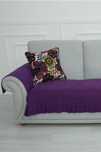 Aisha's Design KTK-5 Polyester Örgü Pileli Süngersiz Düz Mor Tekli Koltuk Örtüsü 90x210 cm