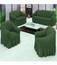 Elgeyar Pamuklu - Polyester Bürümcük Jakarlı Süngersiz Armürlü Giydirmeli Yeşil Yedili Koltuk Örtüsü 183x230 cm