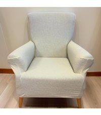 Uzhanem Pamuklu - Polyester Likralı Jakarlı Süngerli Çizgili Giydirmeli Bej Tekli Koltuk Örtüsü 60x90 cm