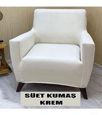Kılıfsan Pamuklu - Polyester Süngersiz Düz Giydirmeli Bej Tekli Koltuk Örtüsü 70x16 cm