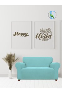 Uy Style Tekstil Polyester Likralı Süngerli Armürlü Giydirmeli Yeşil Tekli Koltuk Örtüsü 125x175 cm
