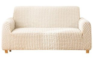 Iydgah Polyester Bürümcük Süngersiz Kapitone Giydirmeli Krem Üçlü Koltuk Örtüsü 110x150 cm