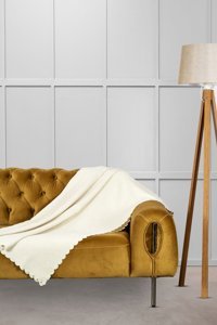 Velerde Home Şönil Polar Süngersiz Düz Beyaz Tekli Koltuk Örtüsü 175x215 cm