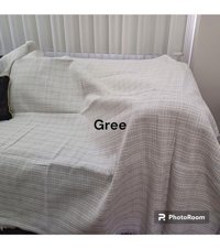 Taşkın Home Pamuklu Polar Süngersiz Çizgili Yeşil Tekli Koltuk Örtüsü 180x300 cm