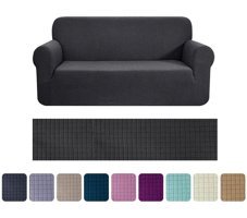 Riseler Home Pamuklu - Polyester Likralı Jakarlı Süngersiz Giydirmeli Gri Üçlü Koltuk Örtüsü 180x230 cm