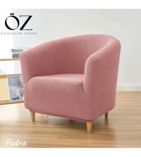 Özmakan Pamuklu - Polyester Likralı Jakarlı Süngersiz Petek Desenli Giydirmeli Pembe Tekli Koltuk Örtüsü 46x74 cm