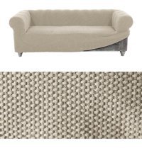 Faiend Polyester Süngersiz Düz Giydirmeli Krem Üçlü Koltuk Örtüsü 230x180 cm