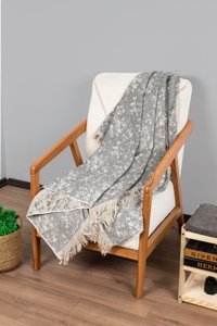 Valery Home Pamuklu Polar Saçaklı Süngersiz Mermer Desenli Bej Tekli Koltuk Örtüsü 170x220 cm