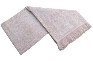 Mandaş Pamuklu Saçaklı Süngersiz Çizgili Beyaz Tekli Koltuk Örtüsü 170x220 cm