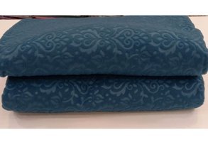 Ceyizimdekor Polyester Polar Jakarlı Süngerli Turkuaz Üçlü Koltuk Örtüsü 180x215 cm