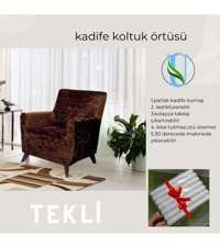 Uy Style Tekstil Kadife Süngerli Armürlü Giydirmeli Kahverengi Tekli Koltuk Örtüsü 75x115 cm