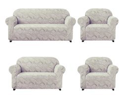Elgeyar Polyester Likralı Jakarlı Süngersiz Giydirmeli Kahverengi Yedili Koltuk Örtüsü 180x230 cm