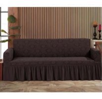 Uy Style Tekstil Likralı Drapeli Süngerli Düz Giydirmeli Kahverengi Tekli Koltuk Örtüsü 180x230 cm