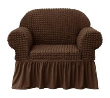 Özmakan Pamuklu - Polyester Bürümcük Jakarlı Süngersiz Düz Giydirmeli Kahverengi Tekli Koltuk Örtüsü 80x120 cm