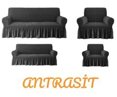 Furkanticaret Polyester Bürümcük Süngersiz Kapitone Giydirmeli Krem 3-2-1-1 Koltuk Örtüsü 230x180 cm