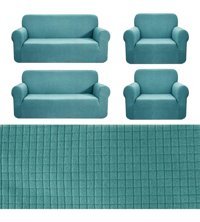 Nusret Pamuklu - Polyester Süngersiz Düz Giydirmeli Yeşil Dörtlü Koltuk Örtüsü 180x230 cm