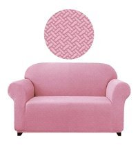 Elgeyar Polyester Likralı Jakarlı Süngersiz Armürlü Giydirmeli Pembe İkili Koltuk Örtüsü 140x175 cm