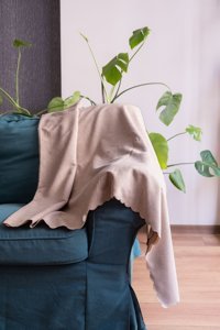 Homease Şönil Saçaklı Süngersiz Armürlü Bej Tekli Koltuk Örtüsü 175x215 cm