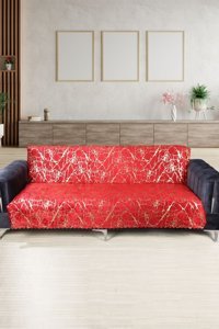 Bonny Home Kadife Varaklı Süngerli Kırmızı Tekli Koltuk Örtüsü 170x210 cm