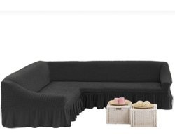 Özmakan Pamuklu - Polyester Bürümcük Jakarlı Süngersiz Düz Giydirmeli Antrasit Dörtlü Koltuk Örtüsü 300x500 cm