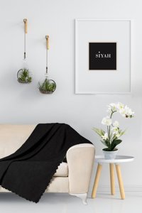 Soft Kare Porto Pamuklu - Polyester Polar Süngersiz Düz Su Geçirmez Siyah Tekli Koltuk Örtüsü 175x215 cm