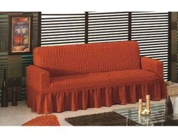 Mandaş Polyester Bürümcük Fırfırlı Süngersiz Kareli Giydirmeli Kiremit Tekli Koltuk Örtüsü