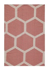 Hare Pamuklu Püsküllü Süngersiz Geometrik Desenli Kırmızı Tekli Koltuk Örtüsü 130x170 cm