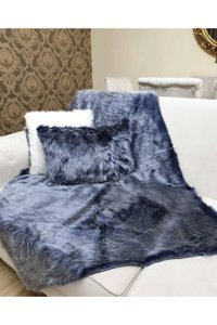 Paris Life Polyester Polar Peluş Süngersiz Lacivert Üçlü Koltuk Örtüsü