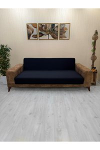 Afd Collection AFD-102 Polyester Süngersiz Düz Giydirmeli Lastikli Siyah Tekli Koltuk Örtüsü 60x190 cm