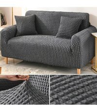 Uytm Polyester Bürümcük-Likralı Süngerli Çizgili Giydirmeli Gri Tekli Koltuk Örtüsü 180x230 cm