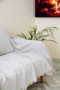 Vega Outdoor Tactical Pamuklu Polar Saçaklı Süngersiz Çizgili Bej Tekli Koltuk Örtüsü 170x200 cm