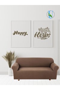 Uy Style Tekstil Polyester Likralı Süngerli Armürlü Giydirmeli Kahverengi Tekli Koltuk Örtüsü 180x230 cm