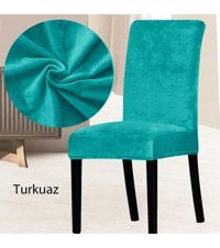 Abeltrade Polyester Süngersiz Düz Giydirmeli Lastikli Turkuaz Dörtlü Koltuk Örtüsü 35x65 cm