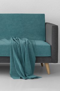 Kensey Polyester Süngersiz Çizgili Mavi Tekli Koltuk Örtüsü 180x215 cm