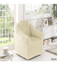 Elgeyar Polyester Bürümcük Jakarlı Süngersiz Armürlü Giydirmeli Bej Tekli Koltuk Örtüsü 110x150 cm