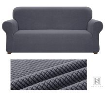 Iydgah Polyester Likralı Süngersiz Düz Giydirmeli Gri Üçlü Koltuk Örtüsü 180x230 cm