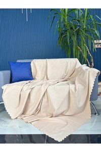 Bella Home Şönil Süngersiz Düz Bej Tekli Koltuk Örtüsü 170x220 cm