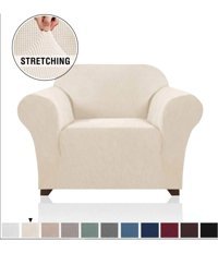 Elgeyar Polyester Likralı Jakarlı Süngersiz Armürlü Giydirmeli Bej Tekli Koltuk Örtüsü 75x115 cm